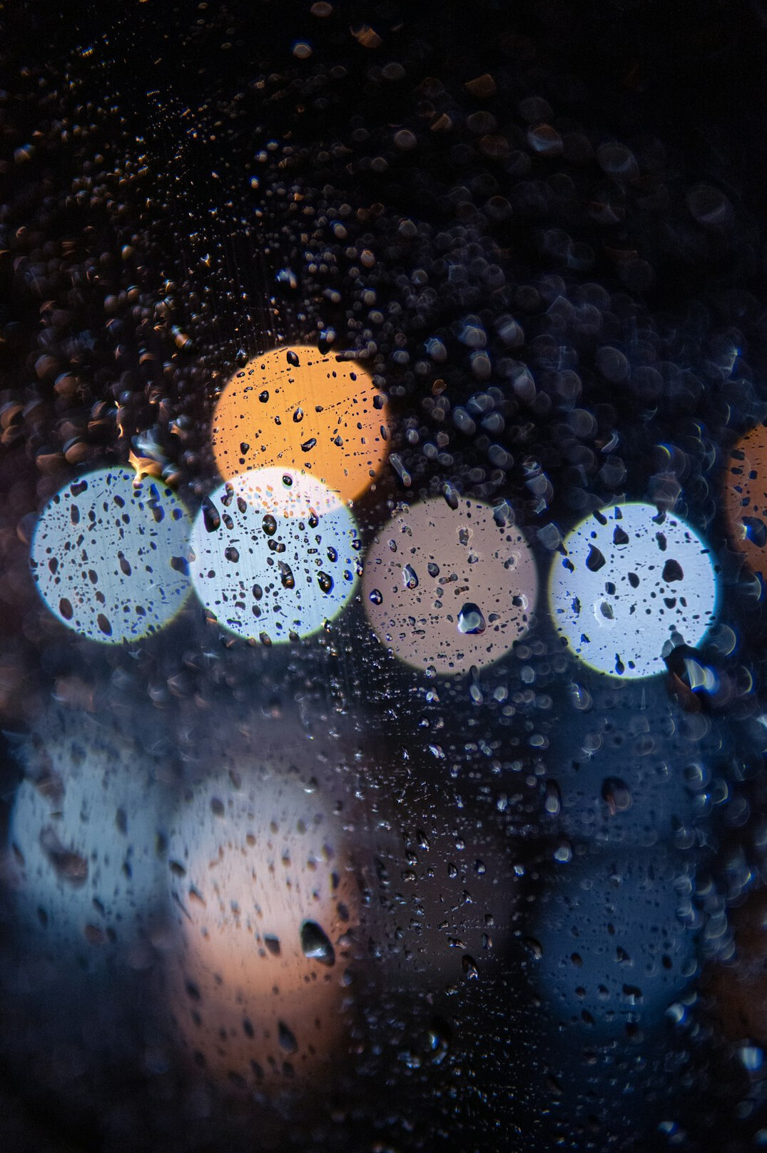 rainy window at night