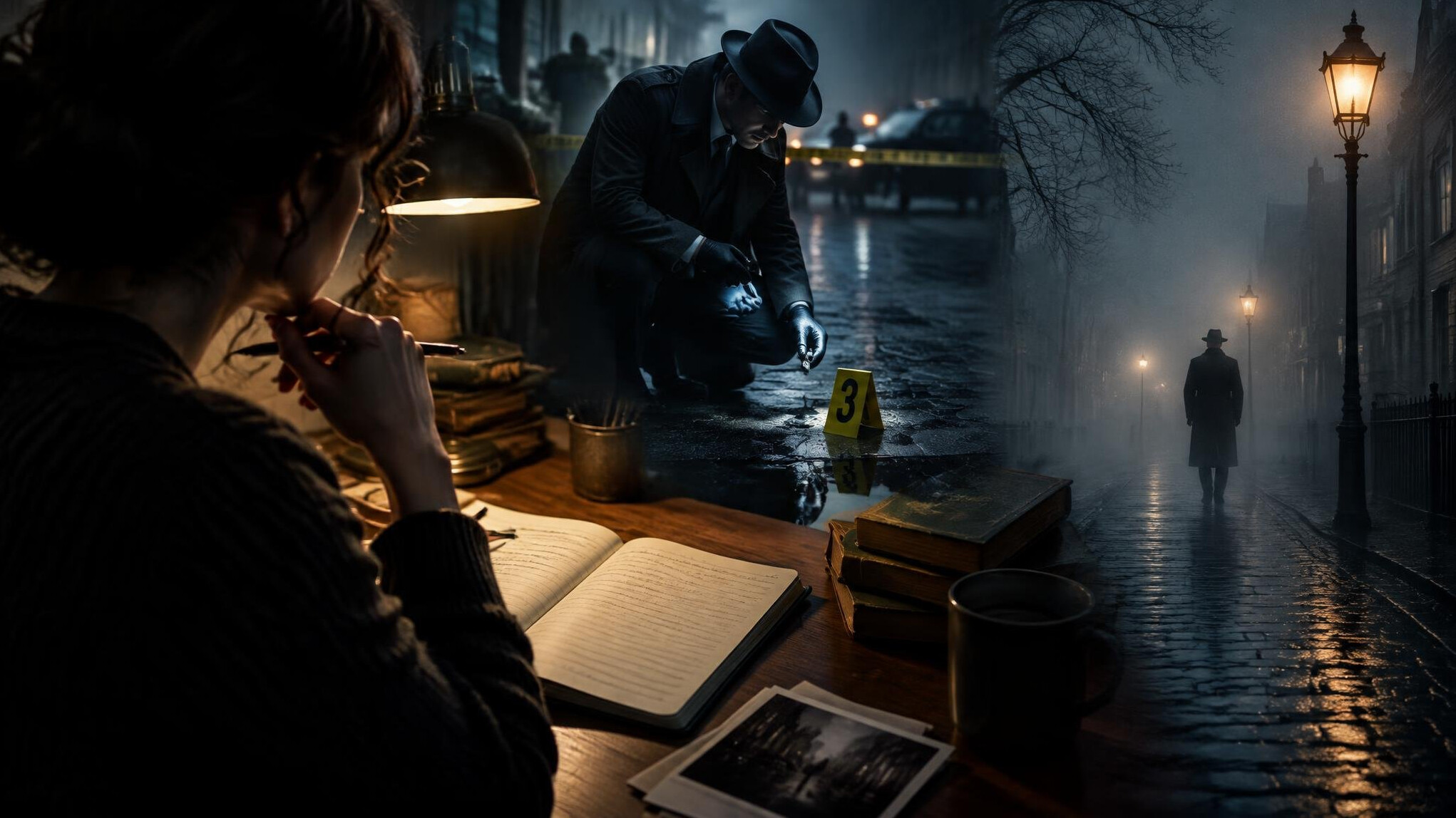 writer at desk with notebook